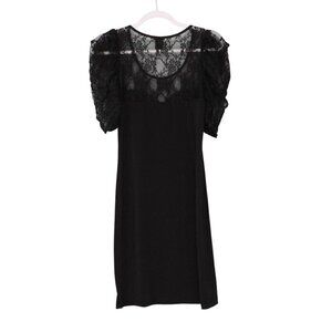 Wet Seal Dress Size Large Puff Sleeve Sheer Lace Mesh Witchy Goth Slinky Bodycon